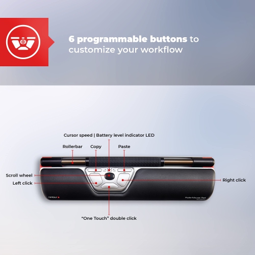 Contour Design RollerMouse Red USB Laser 2400DPI Ambidextrous Black for PC/Mac