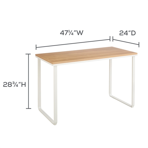Modern Maple Table Desk With White Metal U Shaped Legs