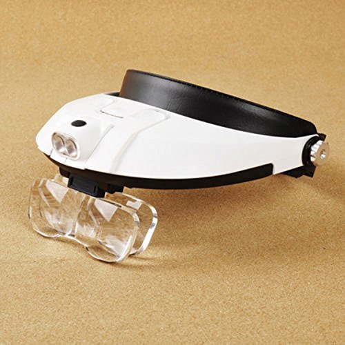 Hands Free Headband Magnifying Glass, USB Charging Head Magnifier with LED Light Jewelry Craft Watch Hobby 5 Lenses 1.0x 1.5x 2.0X 2.5x 3.5x (Upgraded