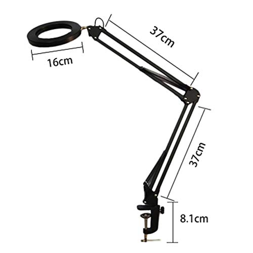 Magnifier CLAMP LAMP Magnifying LED 5X Glass Metal Swing Arm Desk Lamp Dimming 3 Color Modes Glare-Free Memory Function