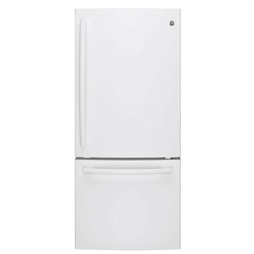 GE 30" 20.9 Cu. Ft. Bottom Mount Freezer Refrigerator with LED Lighting -White-Open Box - Perfect Condition