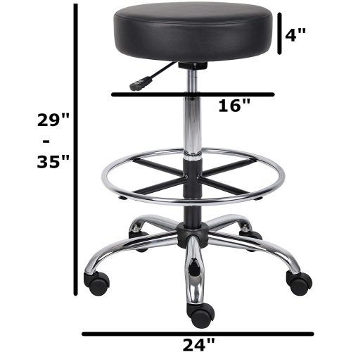 Nicer Furniture Caressoft Medical/Drafting Stool Black with Footring