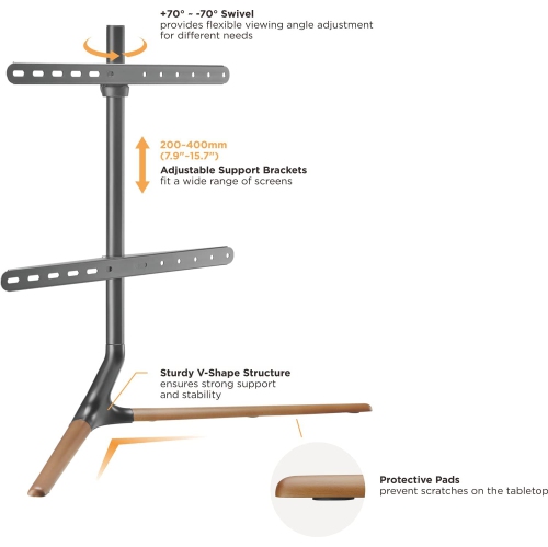 DURAMEX Modern Linear LCD LED Plasma TV Flat Panel Table Top Stand 45"-65"