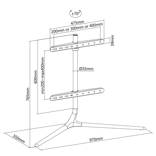 DURAMEX Modern Linear LCD LED Plasma TV Flat Panel Table Top Stand 45"-65"