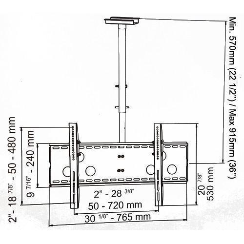 GlobalTone Ceiling Bracket mount Universal HDTV LED LCD PLASMA 37" to 70"
