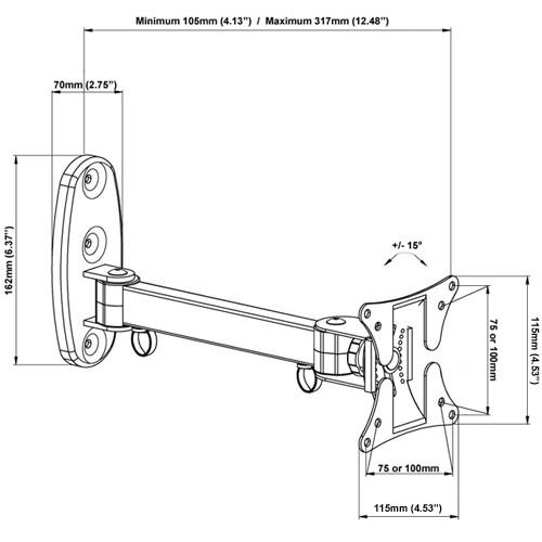 Universal swivel wall mount for TV PLASMA LCD LED 13" to 27"