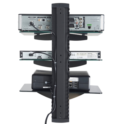 Duramex Wall Mount AV DVD Cable box, Game Console, Component Shelving System with 3 Adjustable Tempered Glass Shelves