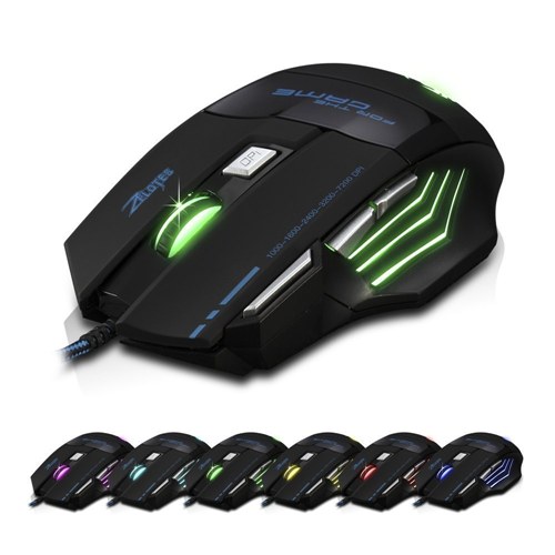 MiiU T80 Game Gaming Mouse Mice by ZELOTES Professional LED Optical 7200 DPI 7 Button USB Wired for gamer Adjustable DPI