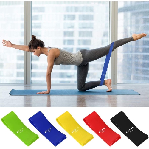 5 Resistance Levels Exercise Bands, Elastic Exercise Loop Bands for Home Fitness, Workouts, Strength Training, Gym, Natural Latex Fitness Workout