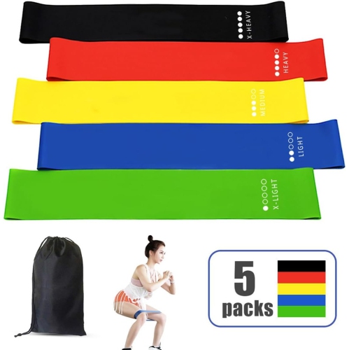 5 Resistance Levels Exercise Bands, Elastic Exercise Loop Bands for Home Fitness, Workouts, Strength Training, Gym, Natural Latex Fitness Workout