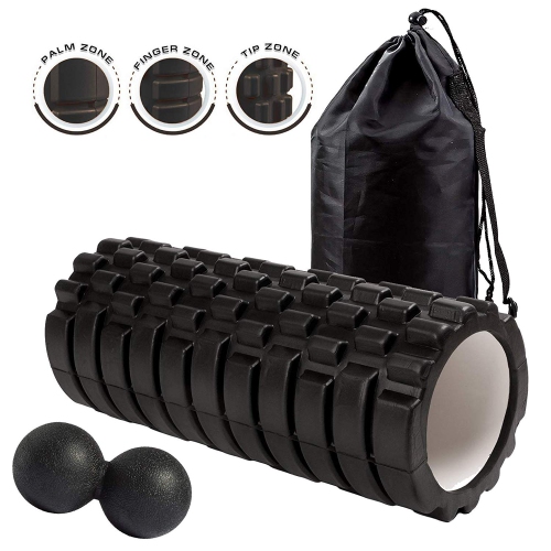 Dr. Health 13 Inch Deep Tissue Grid Yoga Fitness Massage Foam Roller with Massage Ball lacrosse ball Peanut Ball