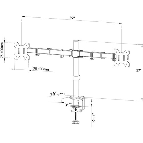 Bras double pour moniteur Duraamex ™ Support de bureau entièrement réglable/support articulé pour 2 écrans ACL jusqu'à 32 po