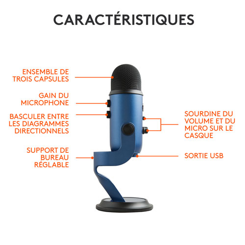 Microphone USB Yeti de Blue Microphones - Bleu minuit