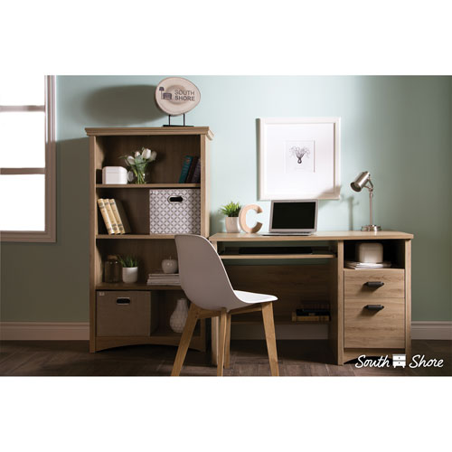 Bureau d'ordinateur à 2 tiroirs avec plateau pour clavier Gascony - Chêne rustique