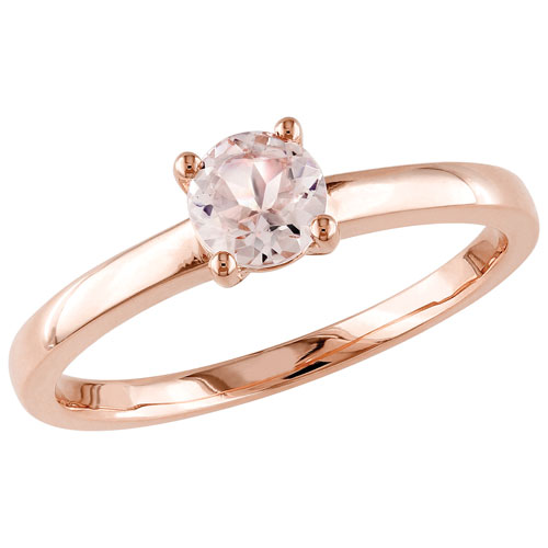 Classic Solitaire Ring in 10KT Rose Gold with Pink Round Morganite - Size 6