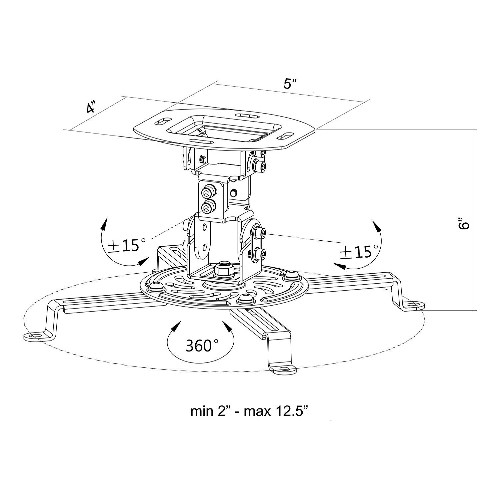 Duramex Projector Mount - Universal Ceiling Bracket LCD DLP Tilt 360° Swivel Black