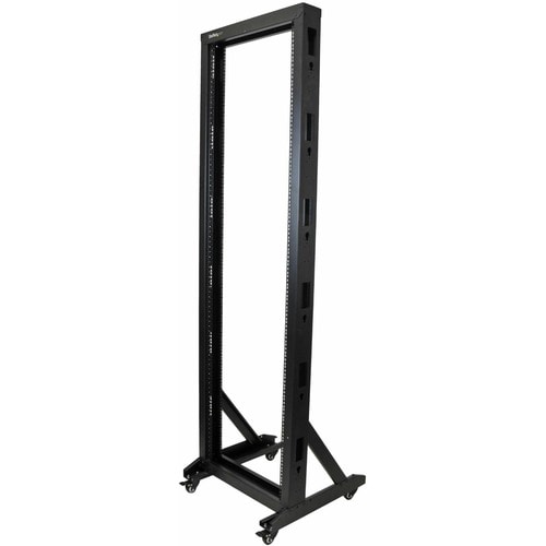 StarTech 2-Post 42U Mobile Open Frame Server Rack - Black