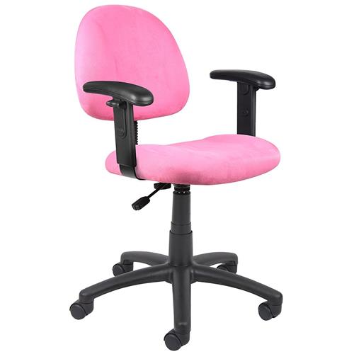 Nicer Furniture Perfect Posture Delux Microfiber Task Chair with Adjustable Arms in Pink