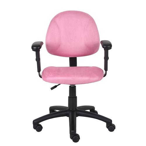 Nicer Furniture Perfect Posture Delux Microfiber Task Chair with Adjustable Arms in Pink