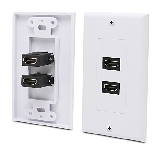 TNP HDMI Wall Plate - Dual (2 Port) HDMI Socket Plug Jack Outlet Decorative  Face Plate Cover Mount Panel with 4K UHD ARC Ethernet Pass-Thru Support