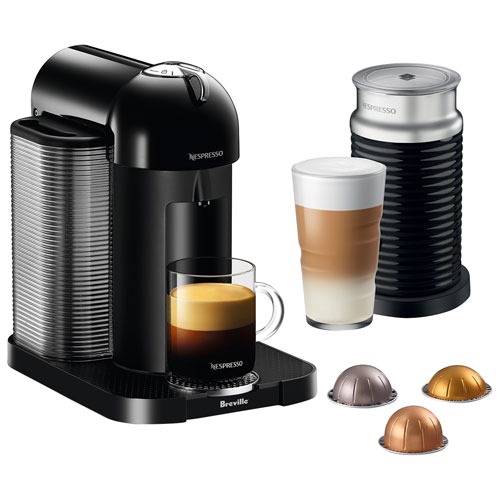 Nespresso Vertuo Coffee & Espresso Machine by Breville with Aeroccino Milk Frother - Black