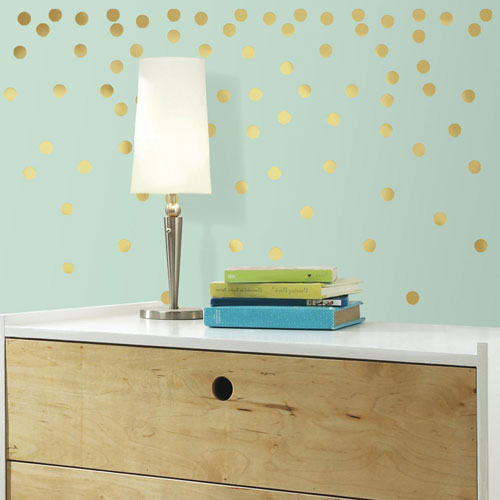RoomMates Gold Confetti Dots Peel and Stick Wall Decal
