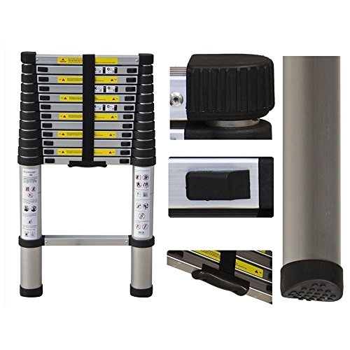 Stanz Portable 12.5 Feet Aluminum Telescoping Extension Ladder, 12 Steps