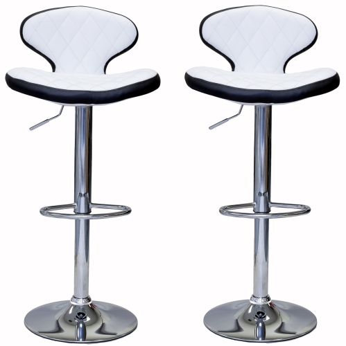 VISCOLOGIC  Mystique Adjustable Bar Stools (White N Black) Set Of 2