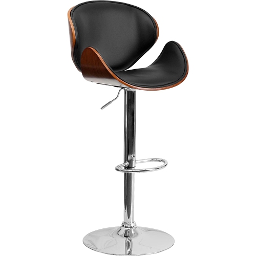 Nicer Furniture Faux Leather Bentwood PU Bar Stool in Black - Set of 1 by NICER INTERIOR - Open Box condition - Image 2