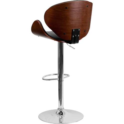 Nicer Furniture Faux Leather Bentwood PU Bar Stool in Black - Set of 1 by NICER INTERIOR - Open Box condition - Image 5