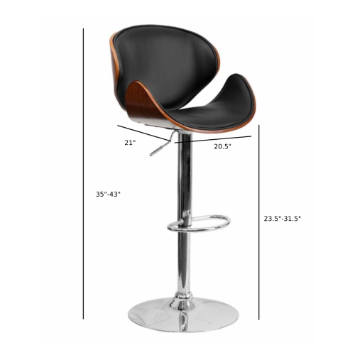 Nicer Furniture Faux Leather Bentwood PU Bar Stool in Black - Set of 1 by NICER INTERIOR - Open Box condition - Image 6