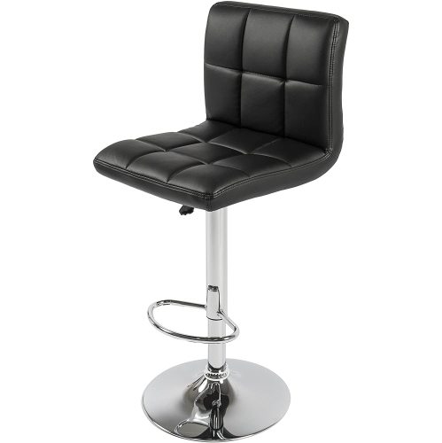 Nicer Furniture Hexagrid PU Height Adjustable Bar Stool in Black - set of 2