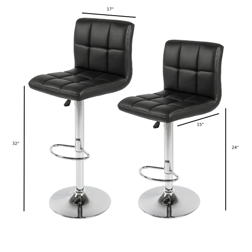 Nicer Furniture Hexagrid PU Height Adjustable Bar Stool in Black - set of 2