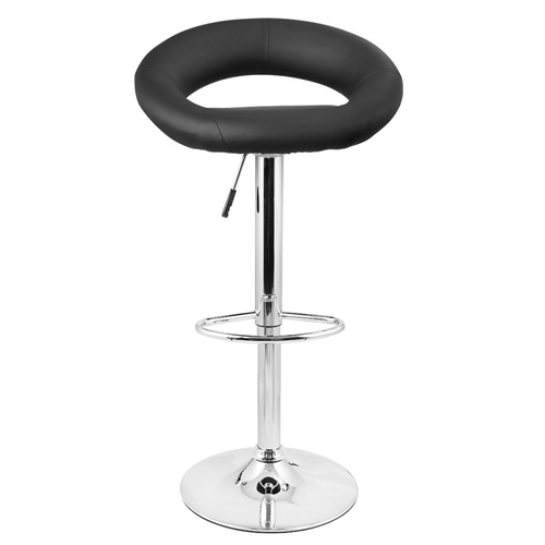 Nicer Furniture Mooncut PU Swivel Height Adjustable Bar Stool in Black - set of 2