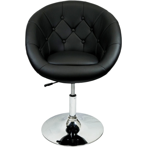 Nicer Furniture Rounded Faux Leather PU Height Adjustable Leisure Vanity Stool in Black - Single Stool