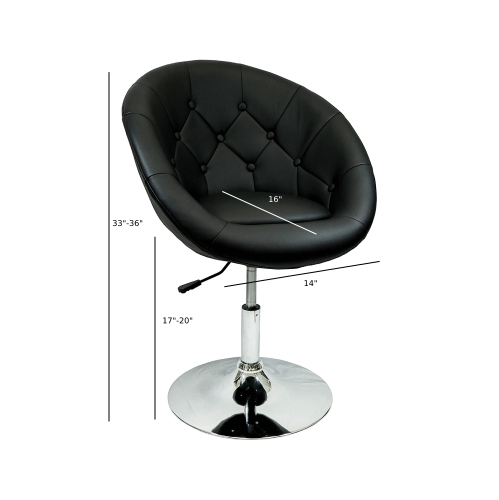 Nicer Furniture Rounded Faux Leather PU Height Adjustable Leisure Vanity Stool in Black - Single Stool