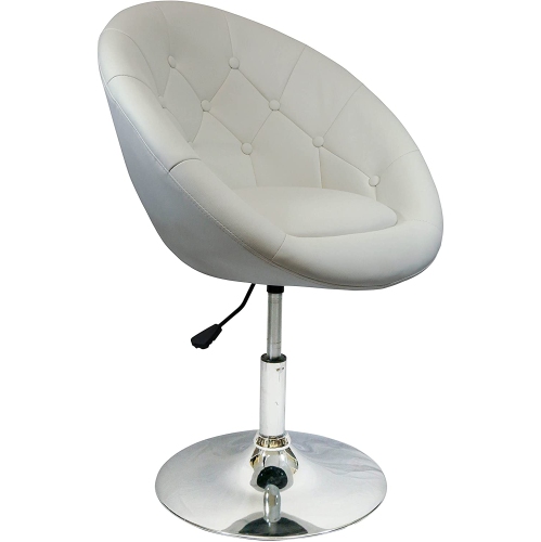 Nicer Furniture Rounded Faux Leather PU Height Adjustable Leisure Vanity Stool in White - Single Stool