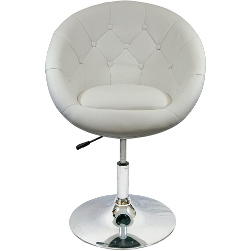 Nicer Furniture Rounded Faux Leather PU Height Adjustable Leisure Vanity Stool in White - Single Stool
