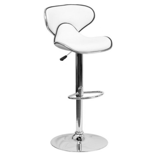 NICER INTERIOR  Furniture Swivel Adjustable Pu Bar Stool In - Set Of 2 In White