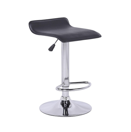 Open Box- Nicer Furniture Faux Leather Air Lift Adjustable Metal Bar Stool in Black - Set of 2
