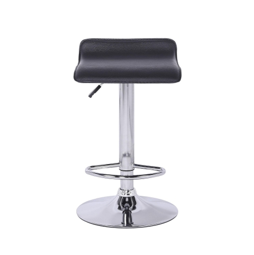 Open Box- Nicer Furniture Faux Leather Air Lift Adjustable Metal Bar Stool in Black - Set of 2