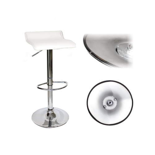 Nicer Furniture Faux Leather Air Lift Adjustable Metal Bar Stool in White - Set of 2