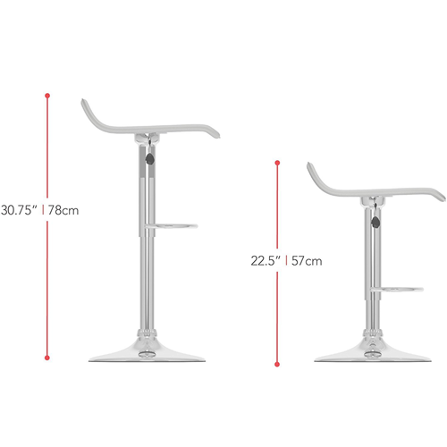 Nicer Furniture Faux Leather Air Lift Adjustable Metal Bar Stool in White - Set of 2