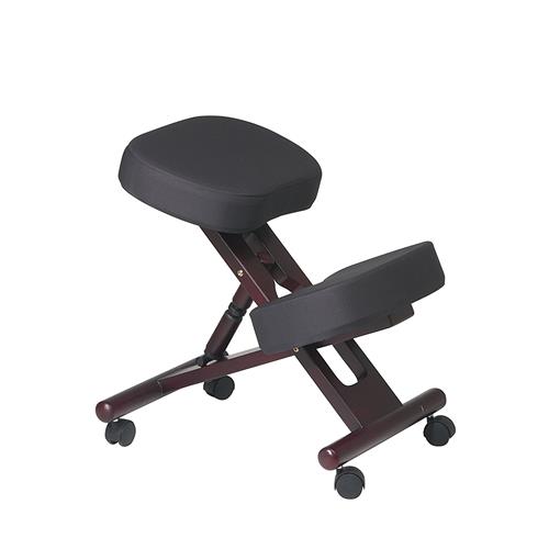 Joli fauteuil à genoux avec cadre en bois d’acajou et en mousse à mémoire tissu noir