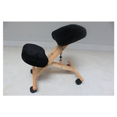 Nicer Furniture Kneeling Chair with Memory Foam Natural Wooden Frame Black Fabric