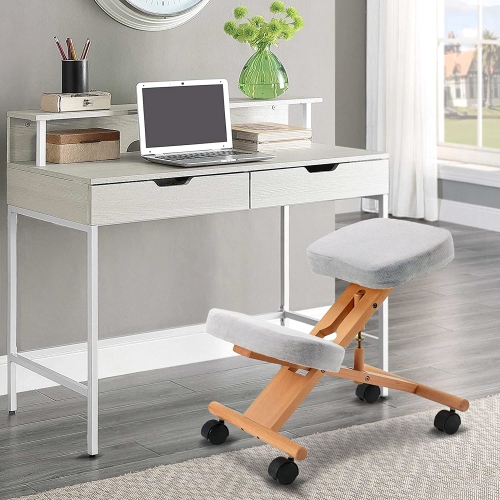 Meubles Genoux Nicer Chaise avec mousse à mémoire naturelle Cadre en bois gris Tissu