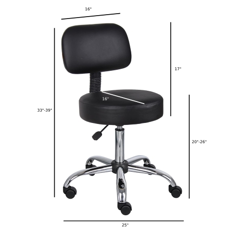 Nicer Furniture Medical Drafting Chair Salon Stool with Back Cushion Tattoo Hydraulic Chair," Black"