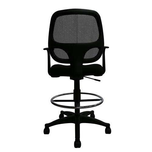 Nicer Furniture Mid-Back Black Mesh Drafting stool with Footring and Arms