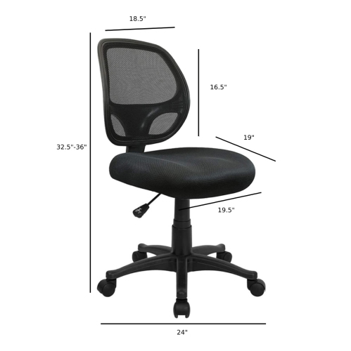 Nicer Furniture Mid-Back Black Mesh Computer Chair Task Desk Chair Ergonomic office Chair without Arms