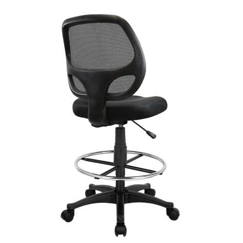 Nicer Furniture chaise de dessin en maille noire à dossier mi-hauteur avec l'anneau de pied